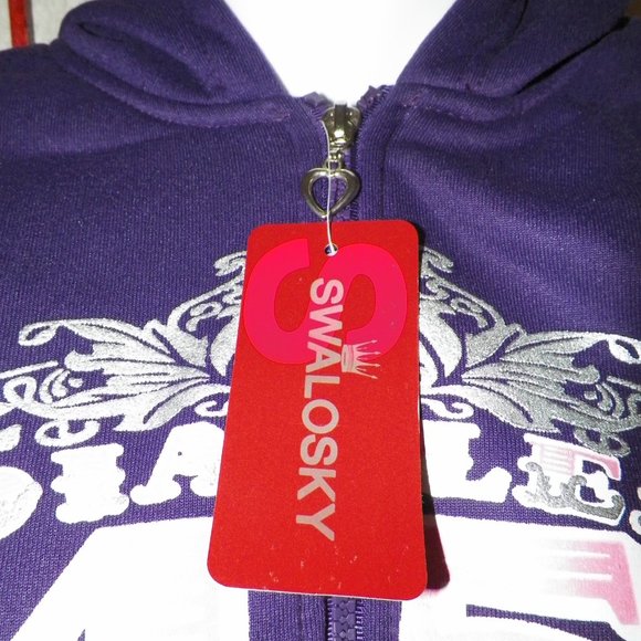 NWT Jrs 2PC Purple Jog Set Flare Pants Zip Up Hoodie Swalosky - Picture 7 of 10